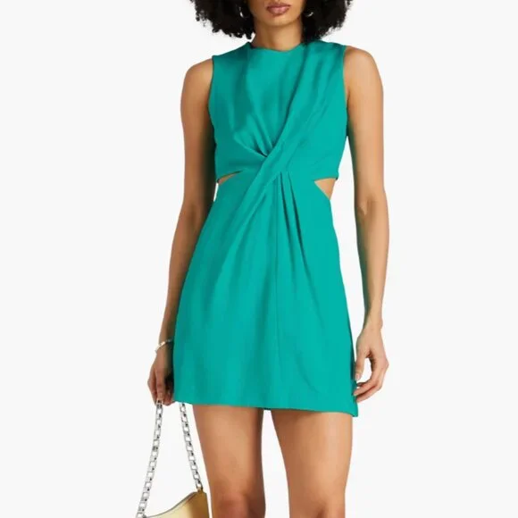 open lace back dress Sandro Scorpion fine knit mini dress with pleated detail main image 1